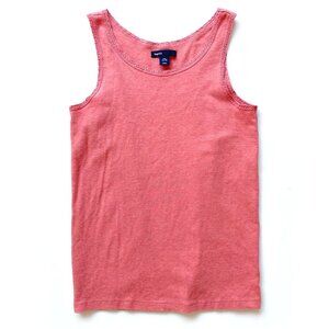 Gap Girls Coral Pink Cotton Tank Top XXL 14-16 w/ Crochet Trim